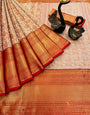 Inspiring Red Kanjivaram Silk Saree With Exemplary Blouse Piece