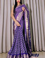 Pleasant Royal Blue Digital Printed Dola Silk Saree With Pulsating Blouse Piece