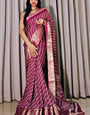 Smart Wine Digital Printed Dola Silk Saree With Exuberant Blouse Piece