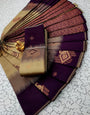 Opulent Dark Beige Soft Banarasi Silk Saree With Jubilant Blouse Piece