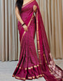 Flamboyant Dark Pink Digital Printed Dola Silk Saree With Scintillating Blouse Piece