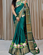 Precious Green Digital Printed Dola Silk Saree With Serendipity Blouse Piece