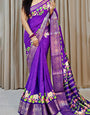 Groovy Royal Blue Digital Printed Dola Silk Saree With Winsome Blouse Piece