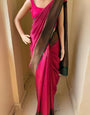 Embellished Dark Pink Soft Silk Saree With Mellifluous Blouse Piece