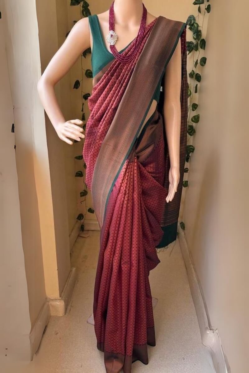 Embellished Maroon Soft Silk Saree With Mellifluous Blouse Piece