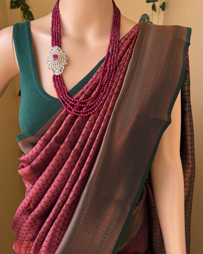 Embellished Maroon Soft Silk Saree With Mellifluous Blouse Piece