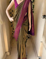 Embellished Mehndi Soft Silk Saree With Mellifluous Blouse Piece