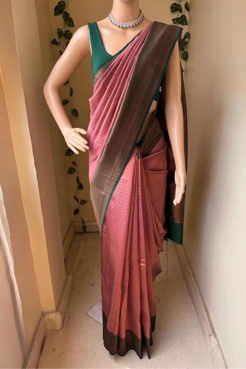 Embellished Pink Soft Silk Saree With Mellifluous Blouse Piece