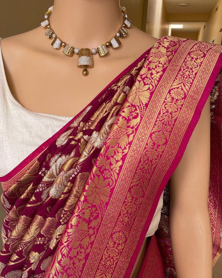 Serendipity Wine Soft Silk Saree With Tremendous Blouse Piece