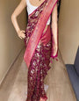 Serendipity Wine Soft Silk Saree With Tremendous Blouse Piece