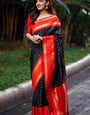 Bucolic Black Soft Silk Saree With Woebegone Blouse Piece