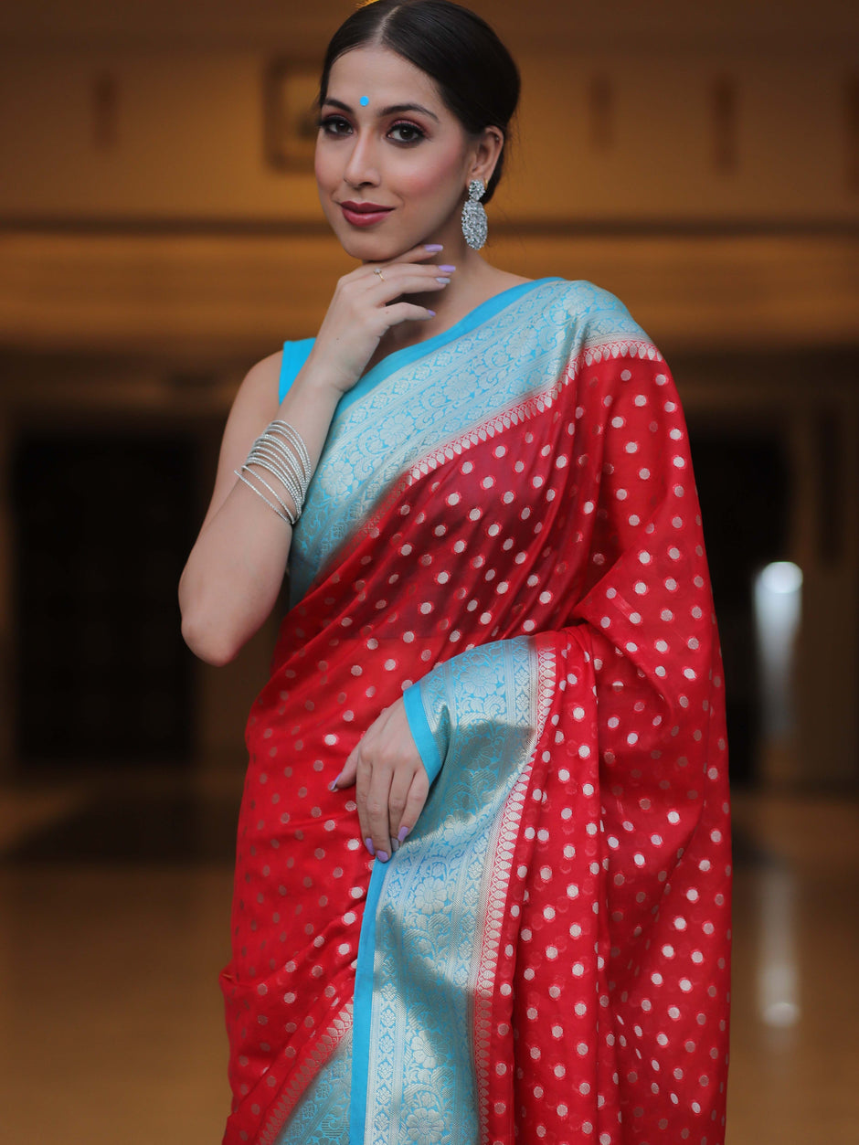 Innovative Red Soft Silk Saree With Breathtaking Blouse Piece