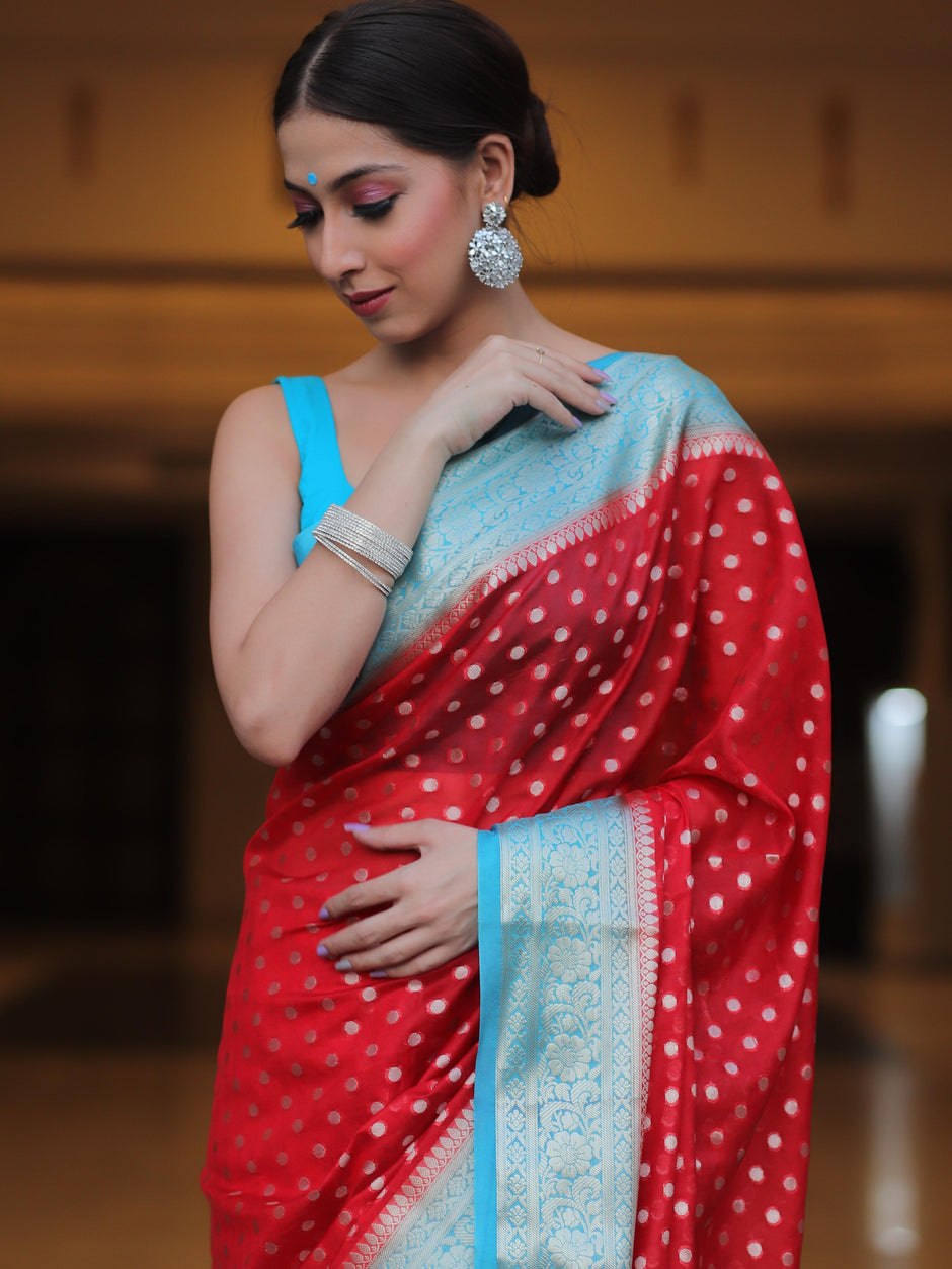 Innovative Red Soft Silk Saree With Breathtaking Blouse Piece