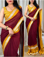 Twirling Maroon Digital Printed Chiffon Saree With Forbearance Blouse Piece