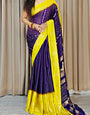 Excellent Royal Blue Digital Printed Chiffon Saree With Ravishing Blouse Piece