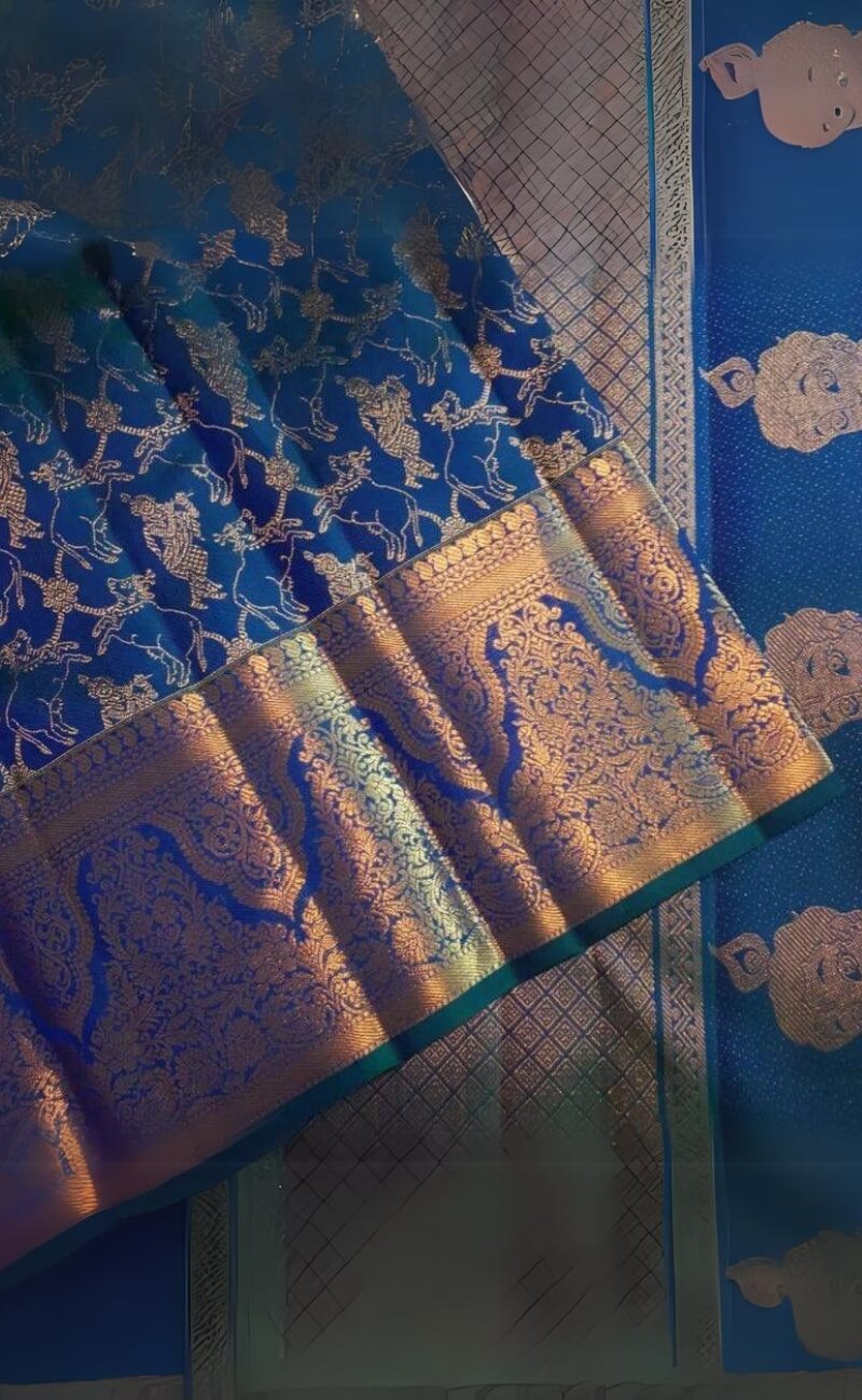 Mellifluous Blue Soft Silk Saree With Ailurophile Blouse Piece