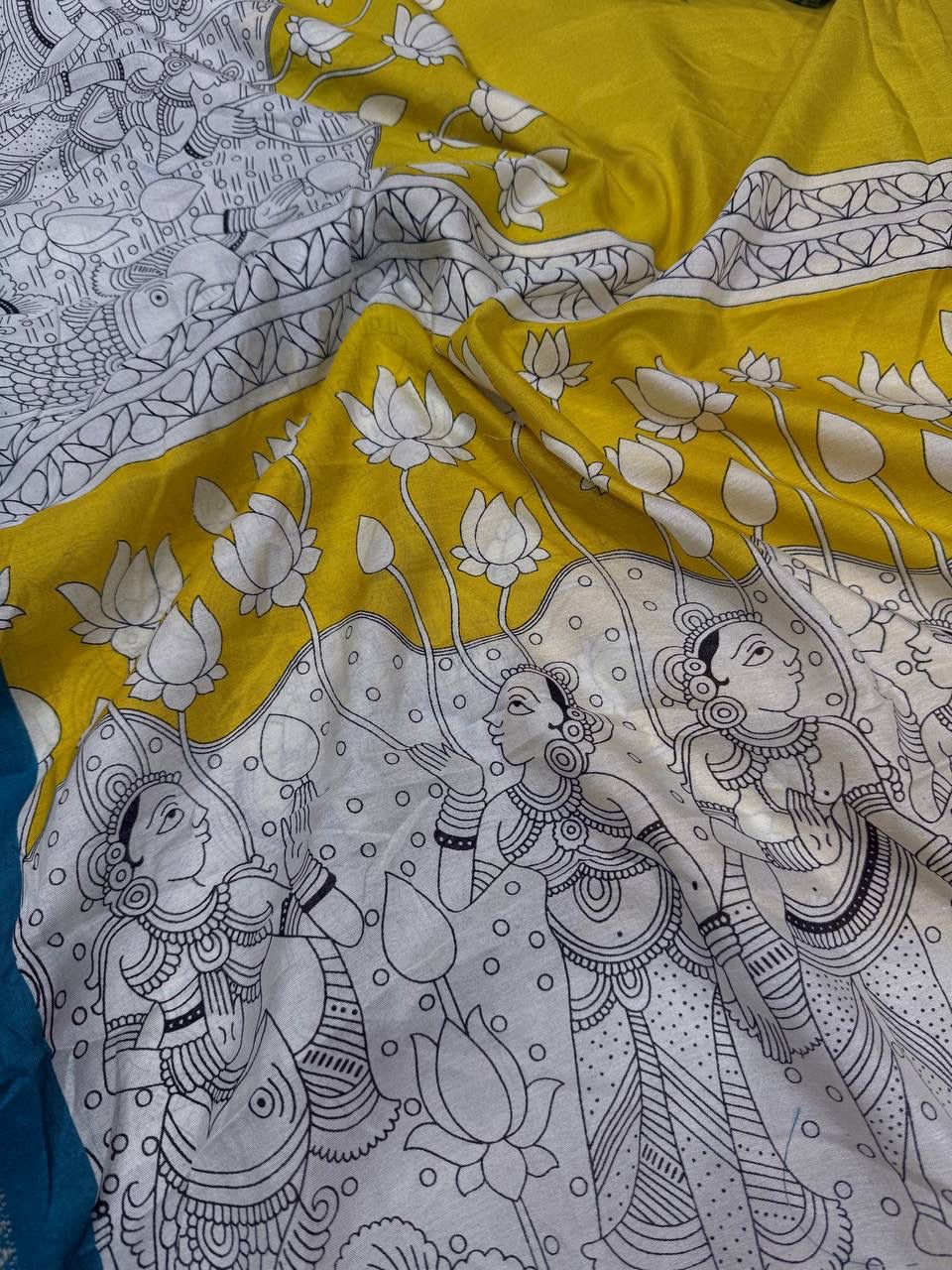 Unequalled Yellow Digital Printed Dola Silk Saree With Alluring Blouse Piece