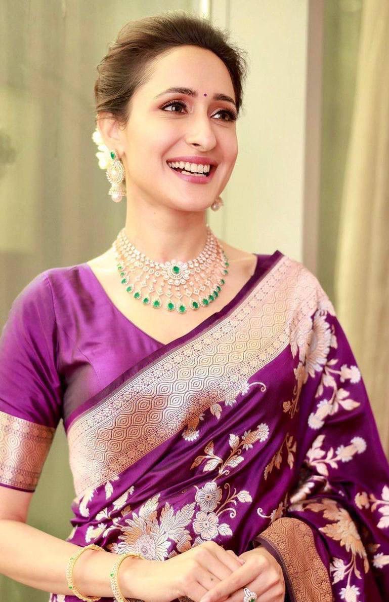 Gossamer Purple Soft Silk Saree With Ailurophile Blouse Piece