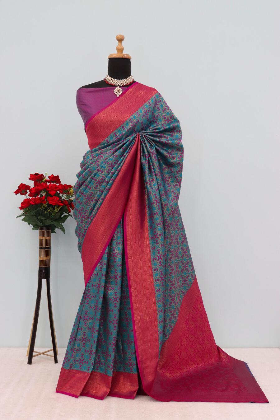 Quintessential Blue Soft Banarasi Silk Saree With Prodigal Blouse Piece