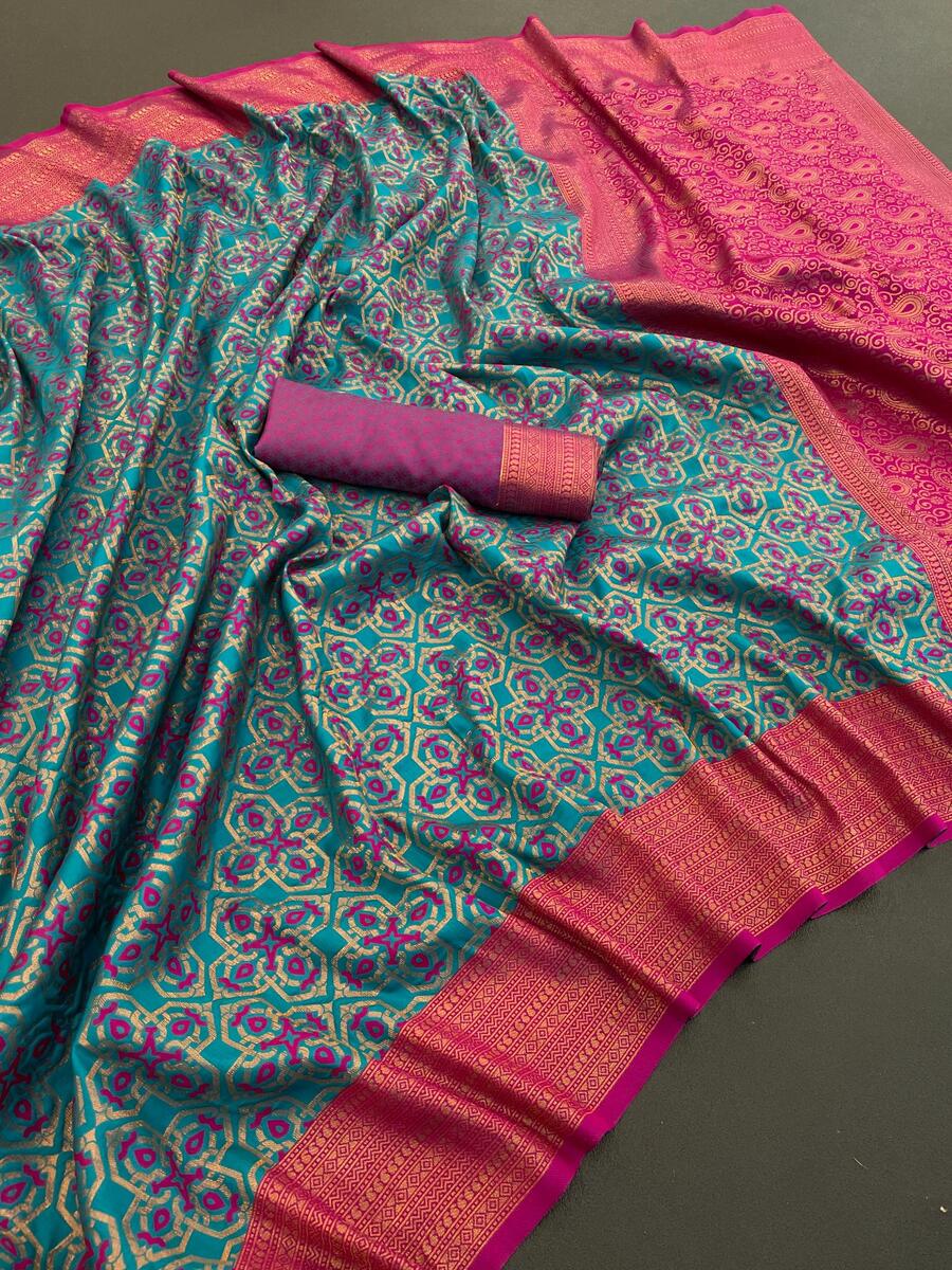 Quintessential Blue Soft Banarasi Silk Saree With Prodigal Blouse Piece