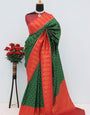 Elegant Dark Green Soft Banarasi Silk Saree With Fancifull Blouse Piece