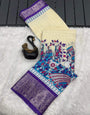 Alluring Purple Digital Printed Soft Silk Saree With Nebula Blouse Piece