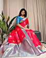 Prodigal Red Soft Banarasi Silk Saree With Opulent Blouse Piece