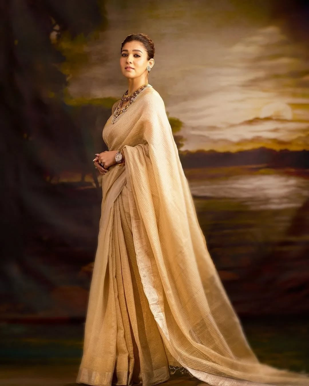 Staggering Beige Soft Tissue Silk Saree With Lagniappe  Blouse Piece
