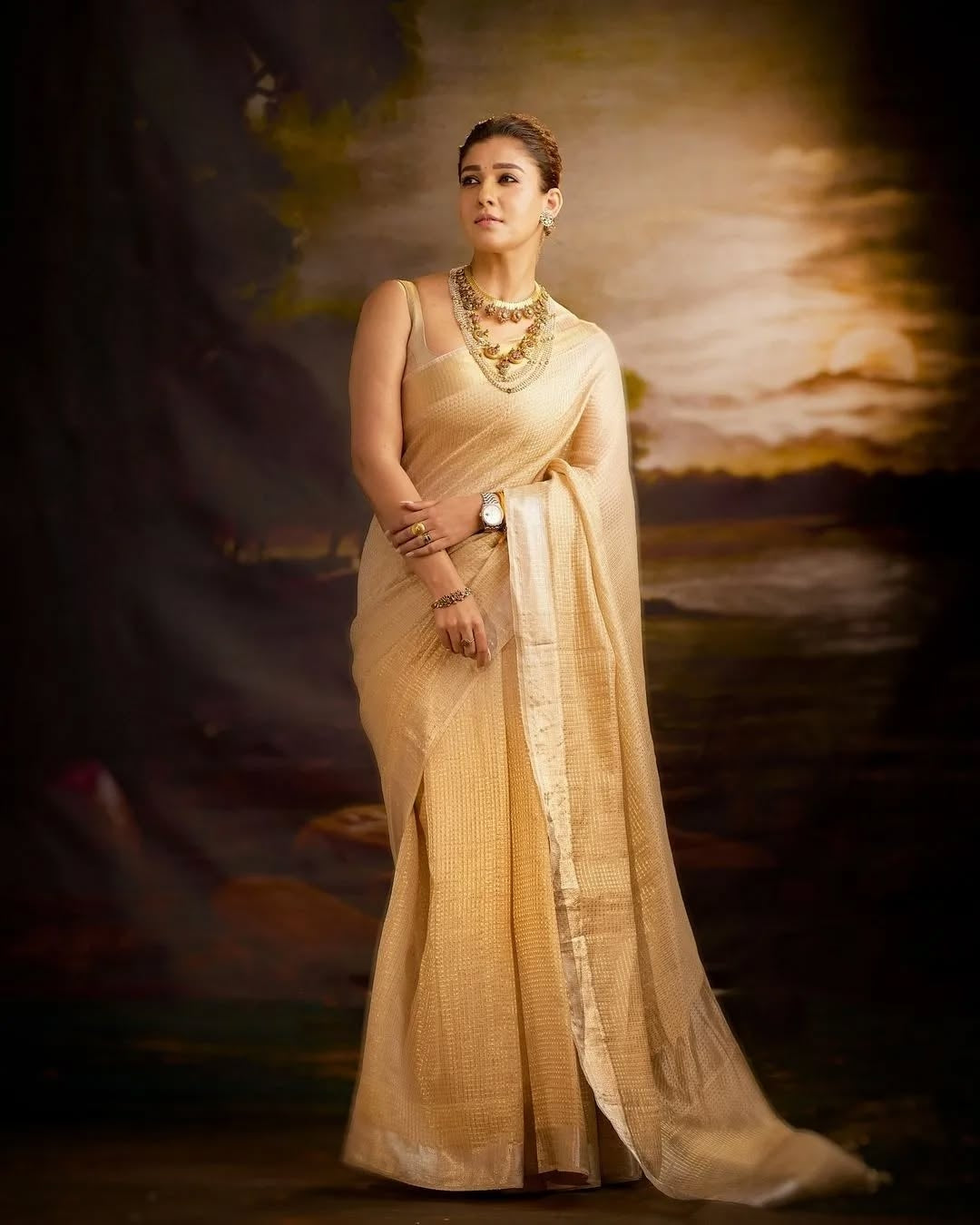 Staggering Beige Soft Tissue Silk Saree With Lagniappe  Blouse Piece