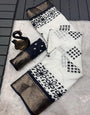 Whimsical Off White Digital Printed Dola Silk Saree With Petrichor Blouse Piece