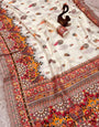 Demure Beige Pashmina saree With Traditional Blouse Piece