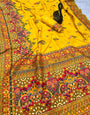 Desuetude Yellow Pashmina saree With Beauteous Blouse Piece