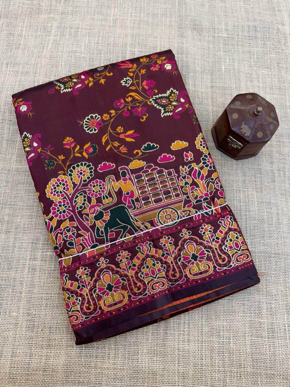 Ravishing Brown Pashmina saree With Entrancing Blouse Piece