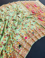 Luminous Pista Pashmina saree With Cynosure Blouse Piece
