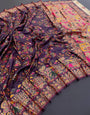 Nebula Purple Pashmina saree With Vivacious Blouse Piece