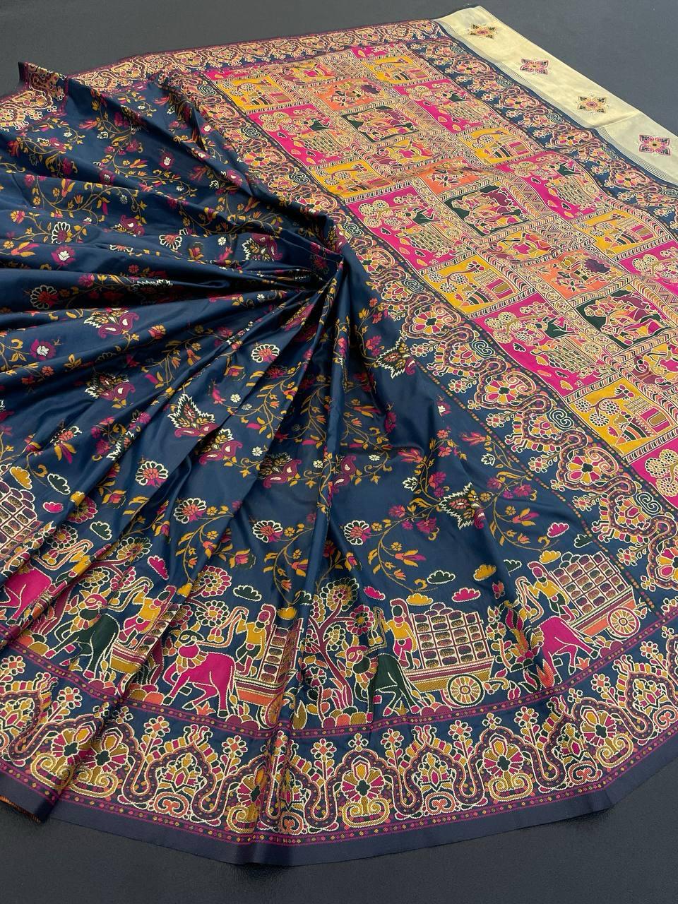 Assemblage Rama Pashmina saree With Most Stunning Blouse Piece