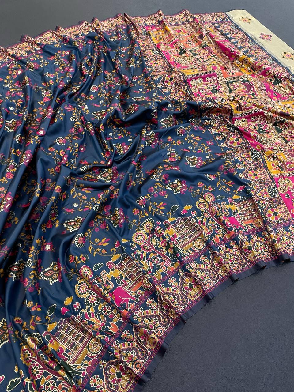 Assemblage Rama Pashmina saree With Most Stunning Blouse Piece