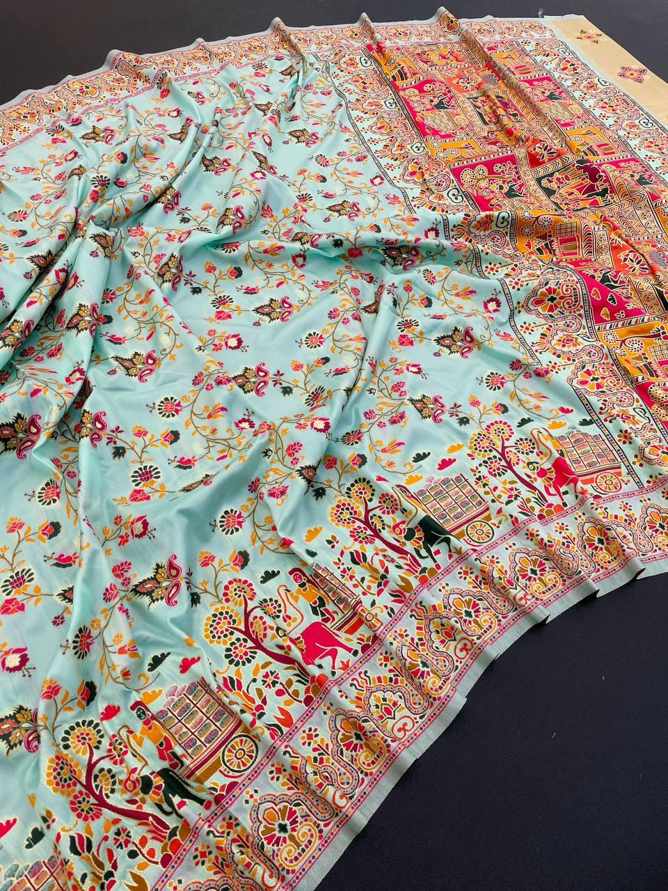 Ratatouille Sky Pashmina saree With Gossamer Blouse Piece