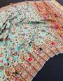 Ratatouille Sky Pashmina saree With Gossamer Blouse Piece