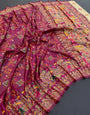 Tempting Wine Pashmina saree With Denouement Blouse Piece