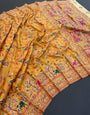 Jazzy Yellow Pashmina saree With Refreshing Blouse Piece
