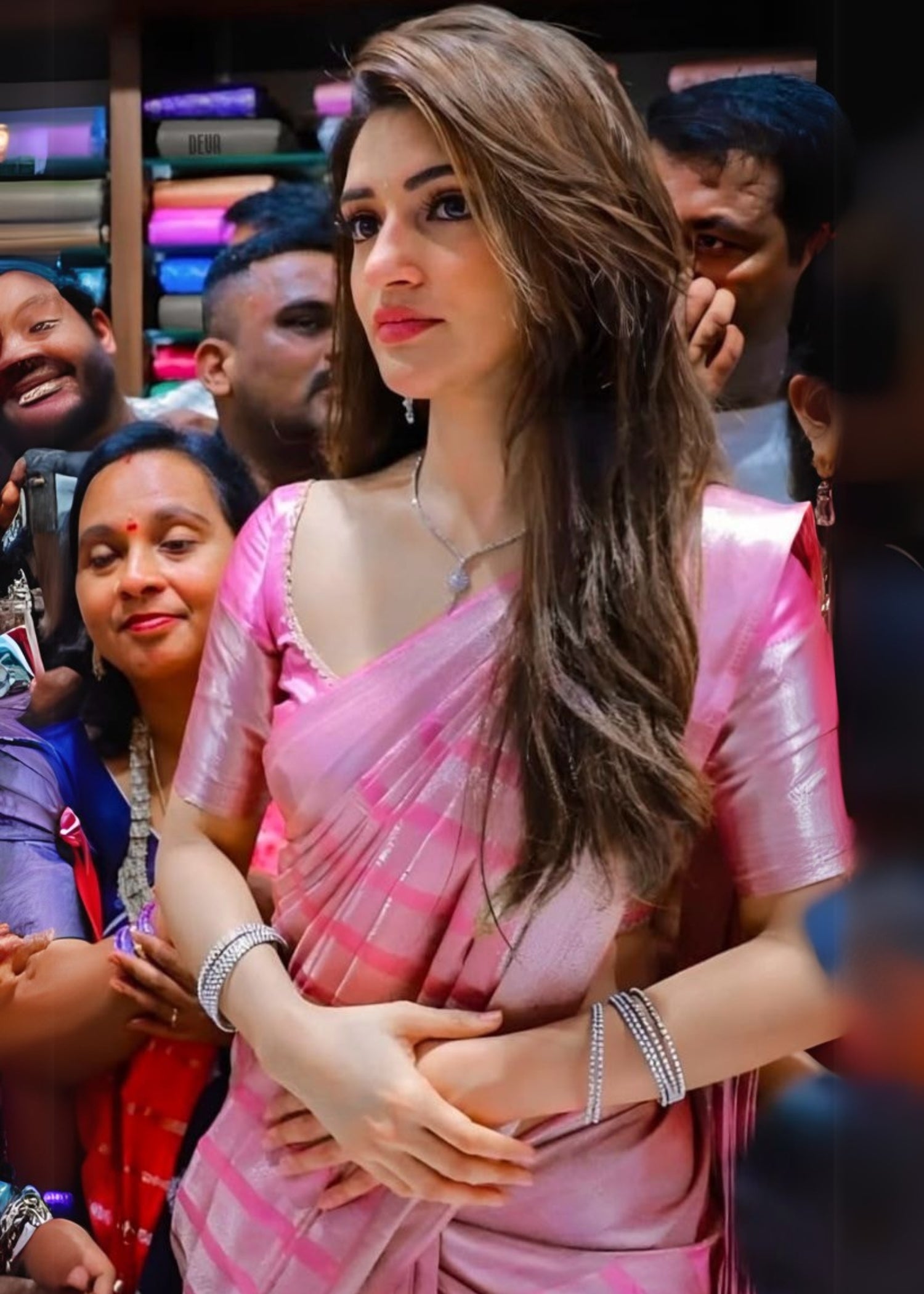 Excellent Pink Soft Tissue Silk Saree With Mesmeric Blouse Piece