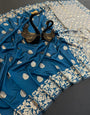 Mellifluous Blue Soft Banarasi Silk Saree With Effulgent Blouse Piece