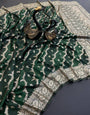 Glorious Dark Green Soft Banarasi Silk Saree With Traditional Blouse Piece