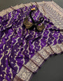 Chatoyant Purple Soft Banarasi Silk Saree With Ebullience Blouse Piece
