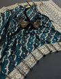 Fugacious Rama Soft Banarasi Silk Saree With Redolent Blouse Piece