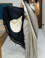 Whimsical Black Digital Printed Crape Silk Saree With Scrumptious Blouse Piece