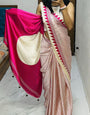 Palimpsest Dark Pink Digital Printed Crape Silk Saree Saree With Conflate Blouse Piece