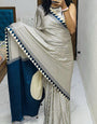 Traditional Navy Blue Digital Printed Crape Silk Saree With Amazing Blouse Piece