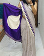Skinny Purple Digital Printed Crape Silk Saree With Prettiest Blouse Piece